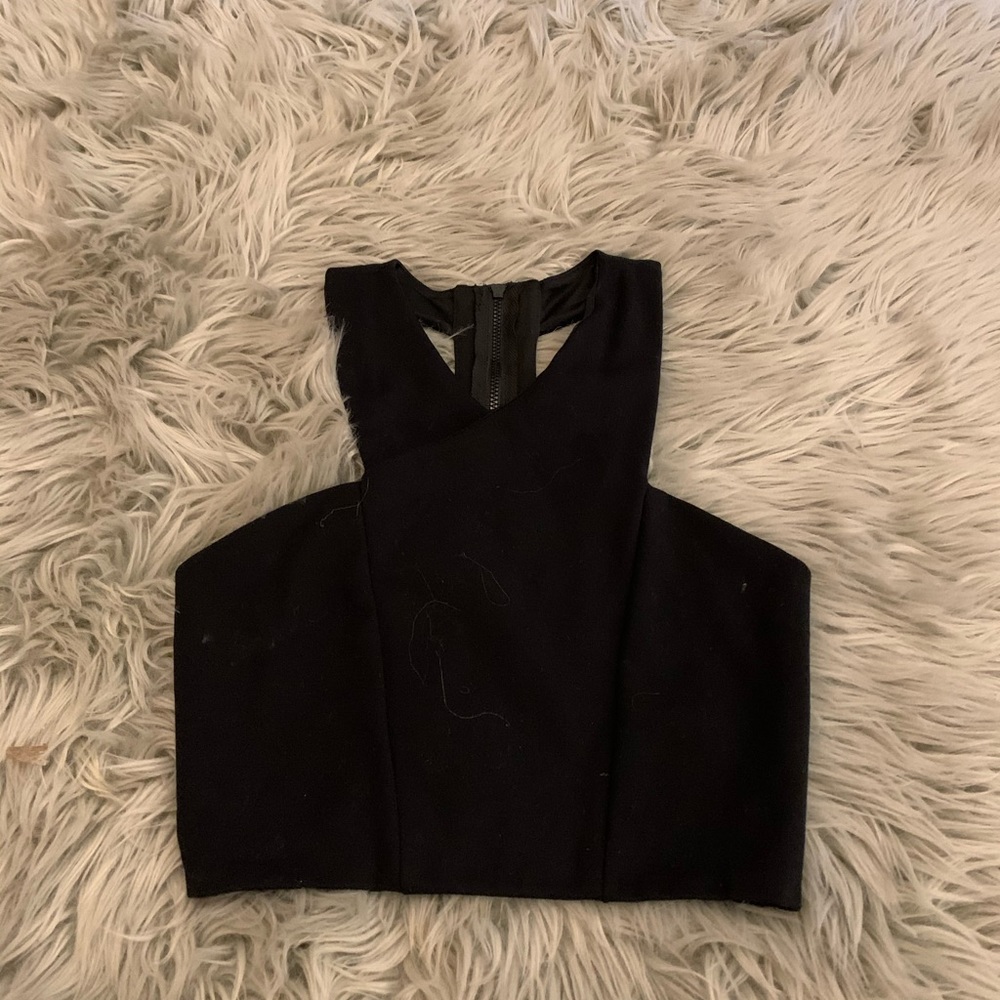 Express Crop ZIP top Black XS